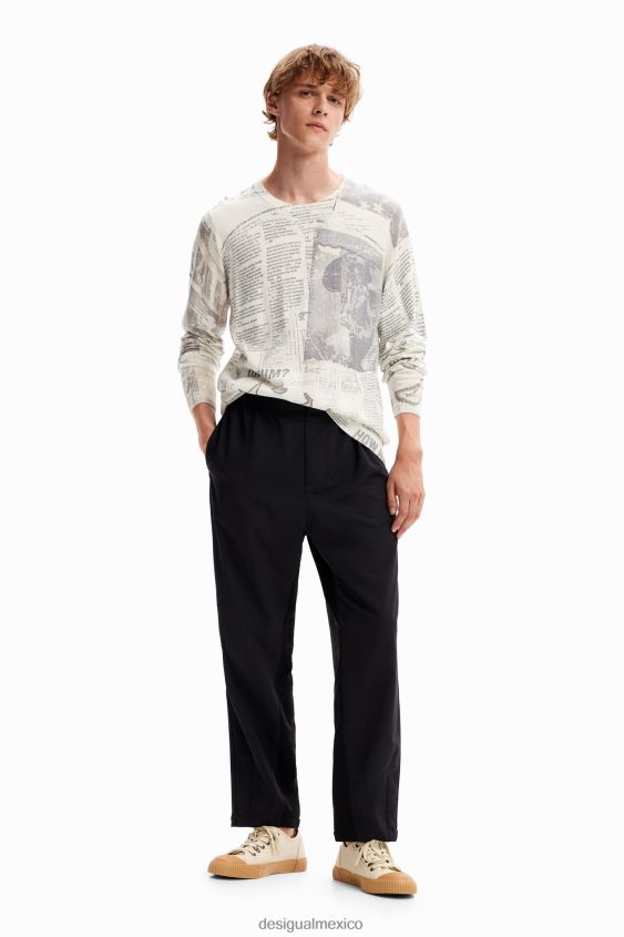 Desigual hombres fino jersey de periódico VZ26R01662 ropa