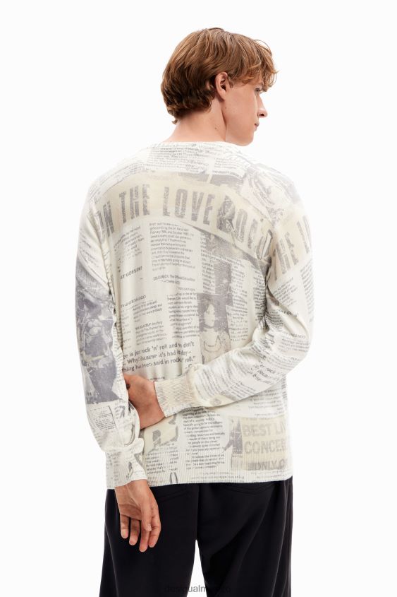 Desigual hombres fino jersey de periódico VZ26R01662 ropa