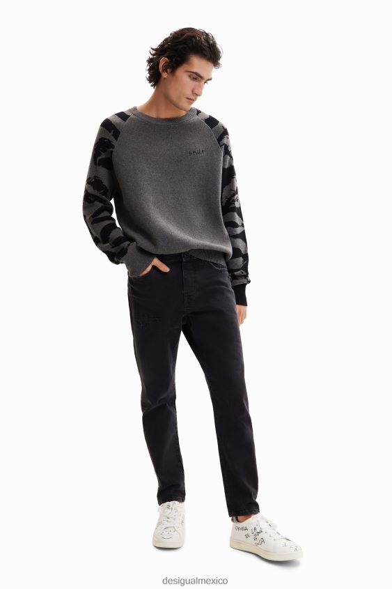 Desigual hombres jersey con estampado animal en jacquard VZ26R01564 ropa