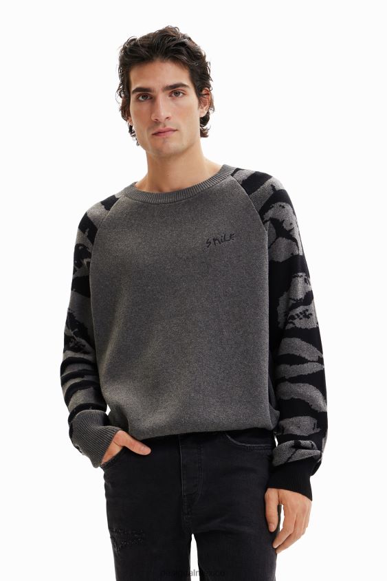 Desigual hombres jersey con estampado animal en jacquard VZ26R01564 ropa
