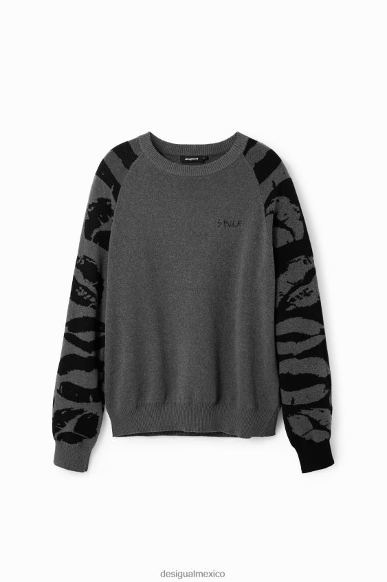 Desigual hombres jersey con estampado animal en jacquard VZ26R01564 ropa