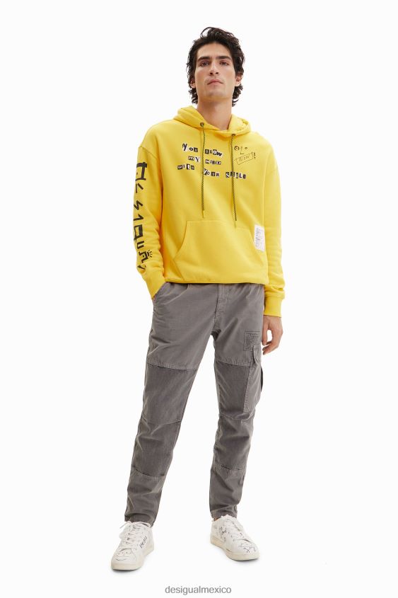 Desigual hombres mensaje sudadera con capucha VZ26R01530 ropa