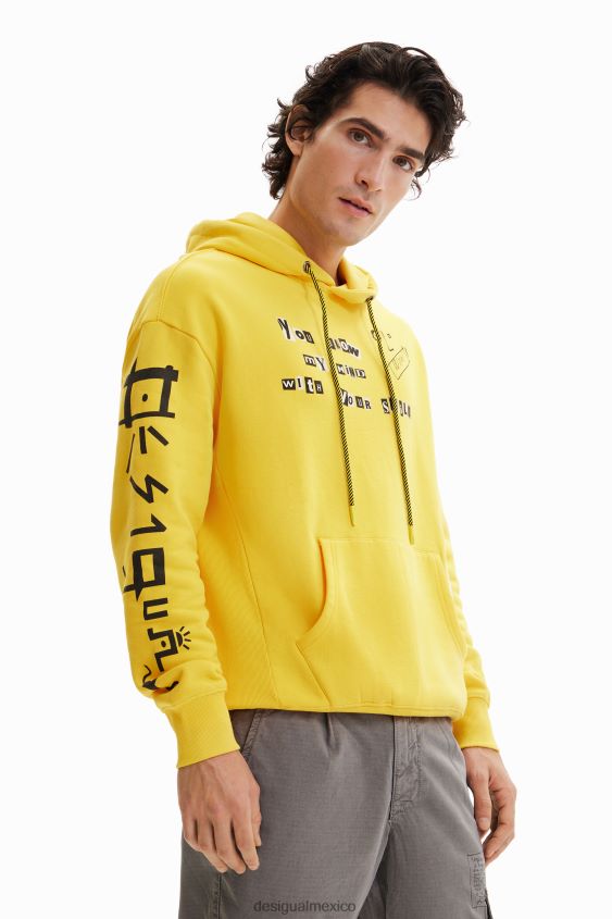 Desigual hombres mensaje sudadera con capucha VZ26R01530 ropa