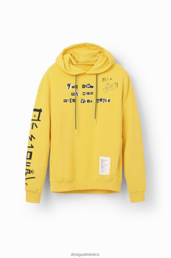 Desigual hombres mensaje sudadera con capucha VZ26R01530 ropa