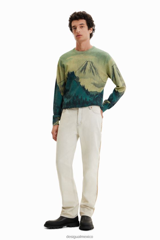 Desigual hombres suéter fino con paisaje VZ26R01541 ropa