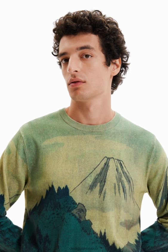 Desigual hombres suéter fino con paisaje VZ26R01541 ropa