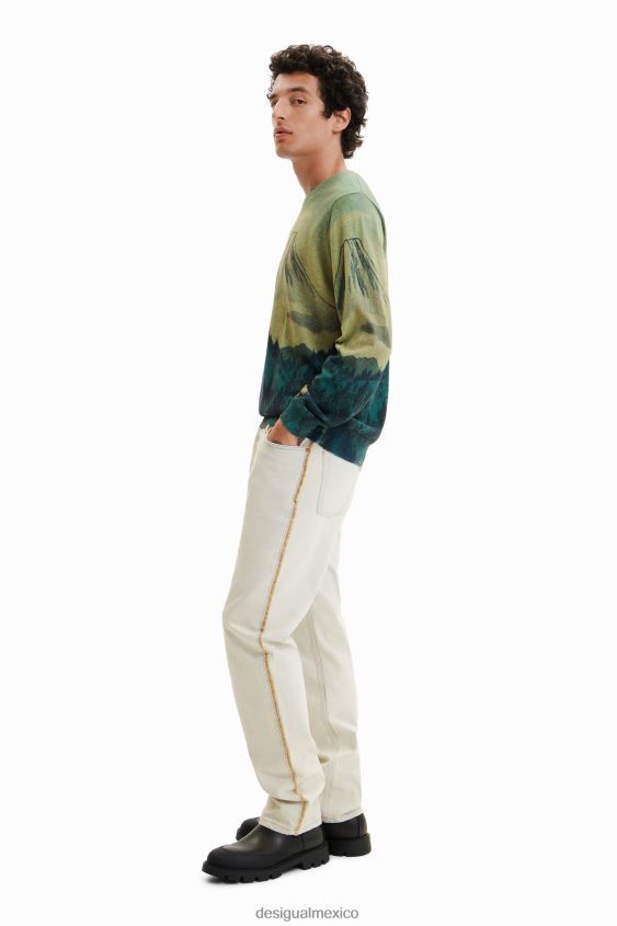 Desigual hombres suéter fino con paisaje VZ26R01541 ropa