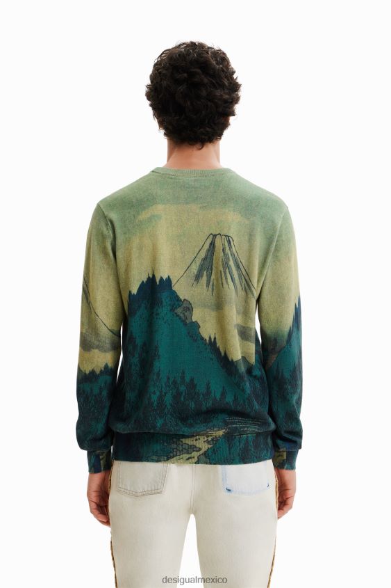 Desigual hombres suéter fino con paisaje VZ26R01541 ropa