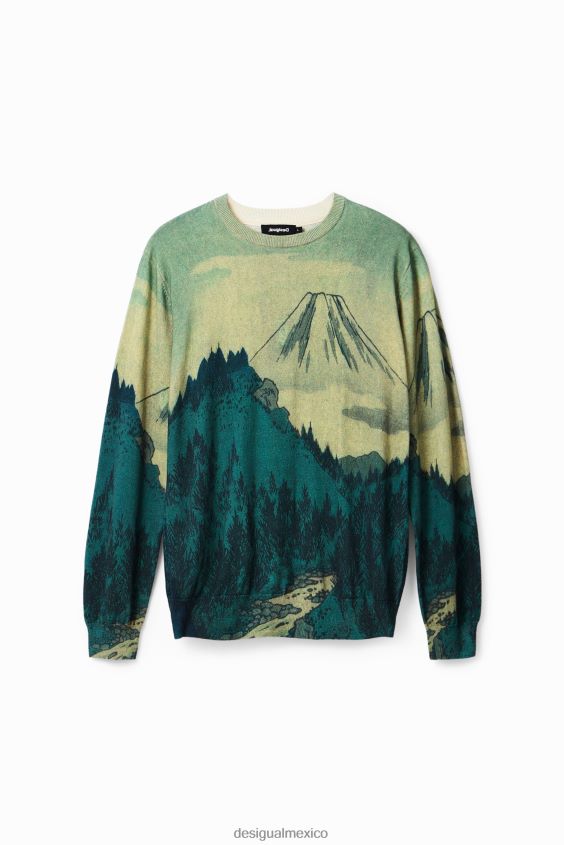 Desigual hombres suéter fino con paisaje VZ26R01541 ropa