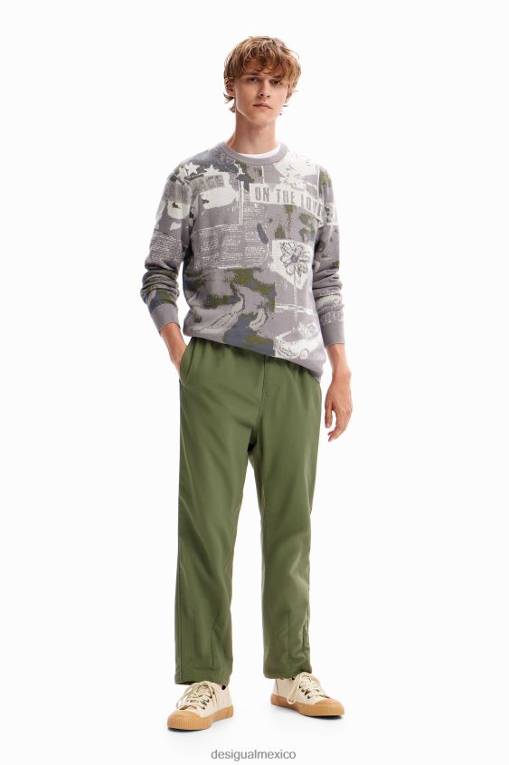 Desigual hombres suéter tipo periódico en jacquard VZ26R01538 ropa