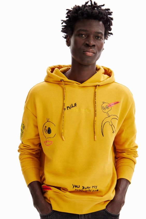 Desigual hombres sudadera con capucha de pájaro VZ26R01586 ropa
