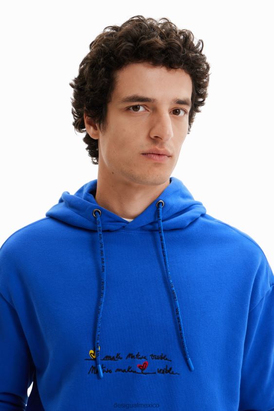 Desigual hombres sudadera con mensaje bordado VZ26R01637 ropa