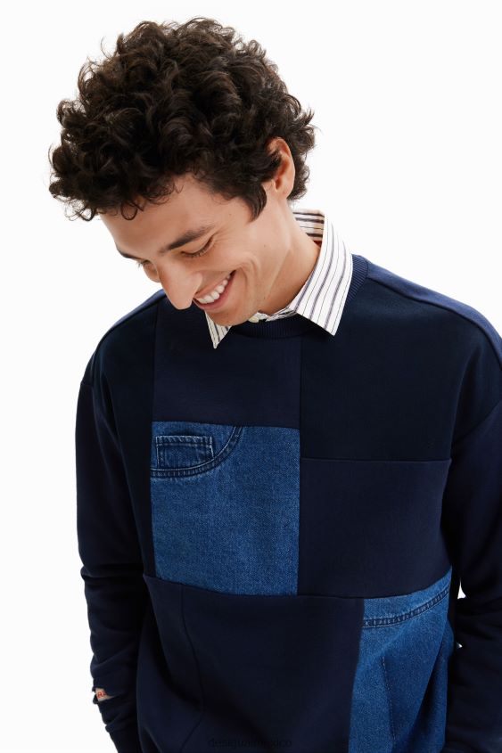 Desigual hombres sudadera con parches de mezclilla VZ26R01529 ropa