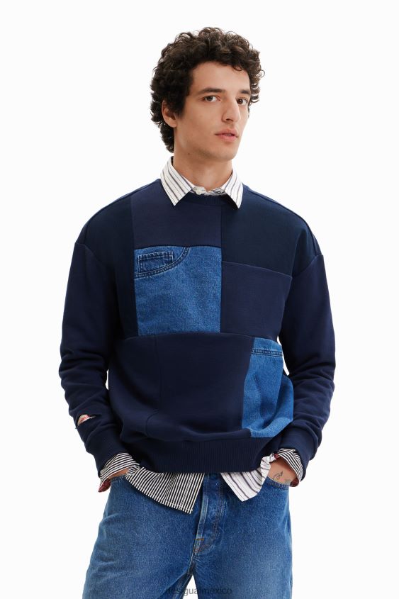 Desigual hombres sudadera con parches de mezclilla VZ26R01529 ropa