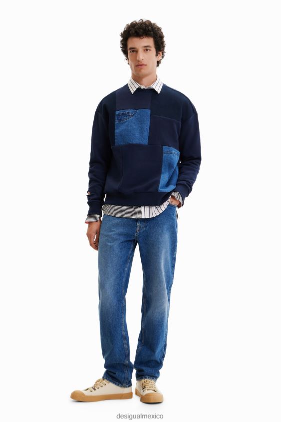 Desigual hombres sudadera con parches de mezclilla VZ26R01529 ropa