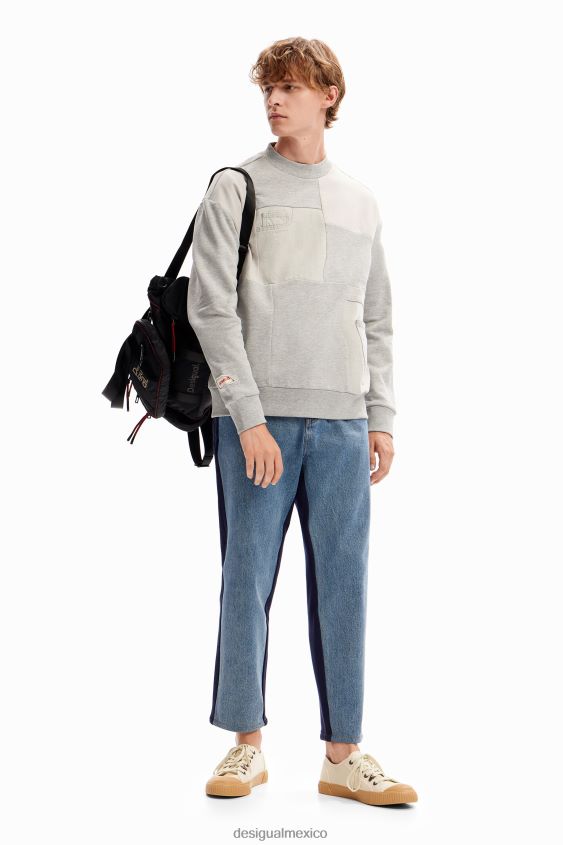 Desigual hombres sudadera con parches de mezclilla VZ26R01645 ropa