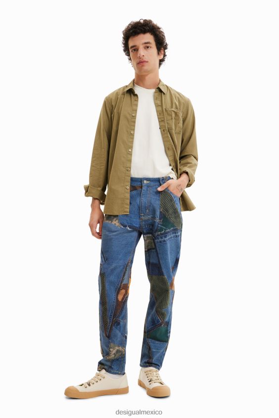 Desigual hombres jeans holgados con patchwork VZ26R01531 ropa