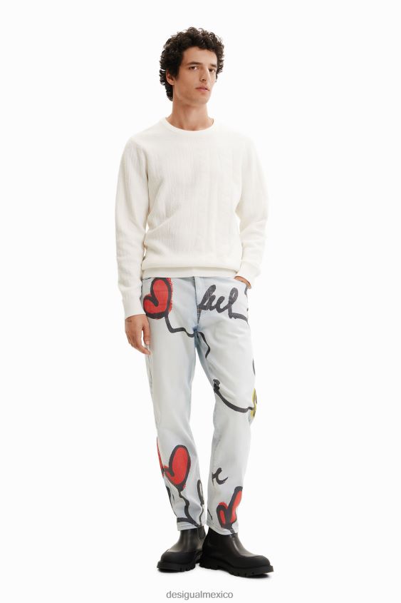 Desigual hombres jeans rectos con corazones VZ26R01522 ropa