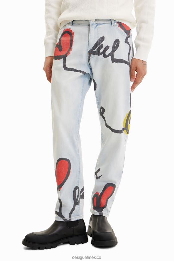 Desigual hombres jeans rectos con corazones VZ26R01522 ropa