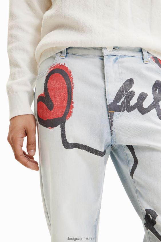 Desigual hombres jeans rectos con corazones VZ26R01522 ropa