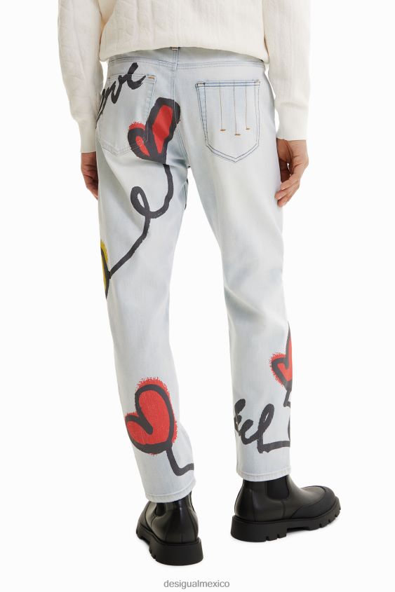 Desigual hombres jeans rectos con corazones VZ26R01522 ropa