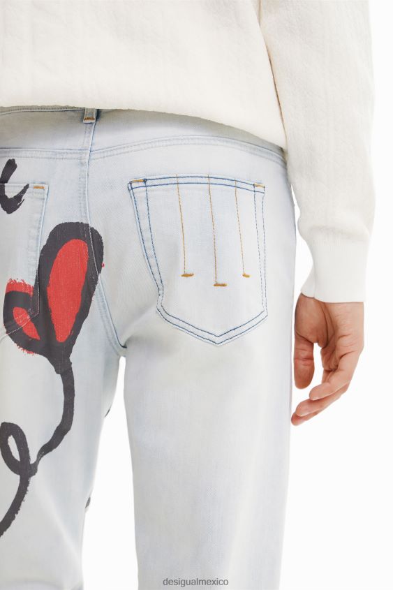 Desigual hombres jeans rectos con corazones VZ26R01522 ropa