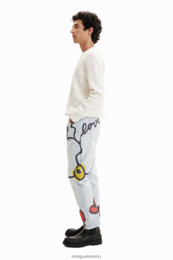Desigual hombres jeans rectos con corazones VZ26R01522 ropa