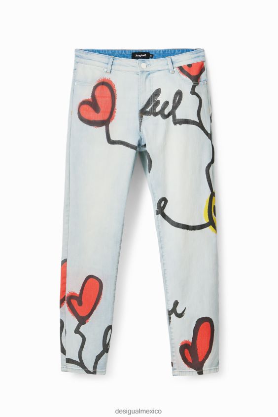 Desigual hombres jeans rectos con corazones VZ26R01522 ropa
