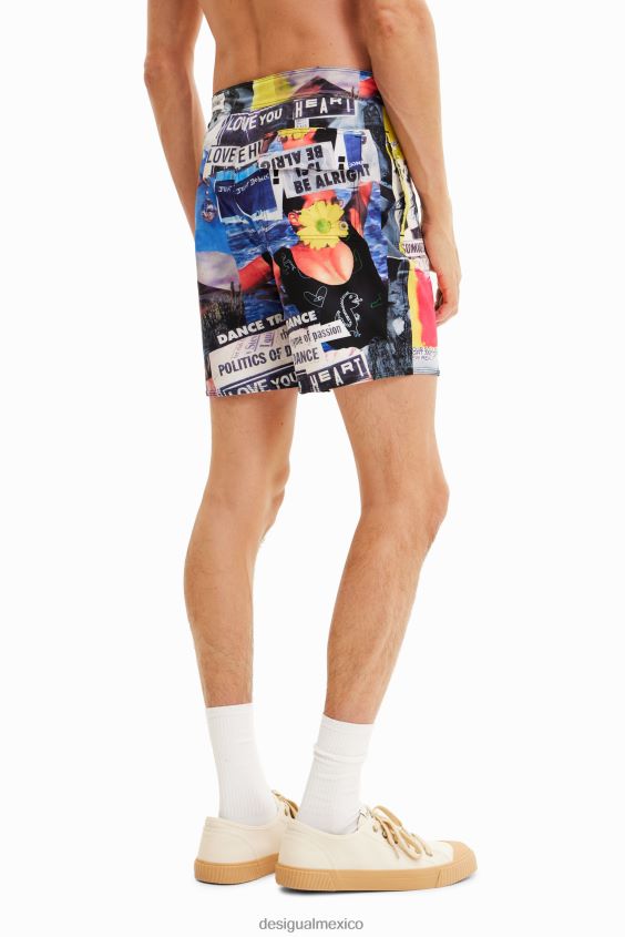 Desigual hombres pantalones cortos de baño de periódico VZ26R01674 ropa
