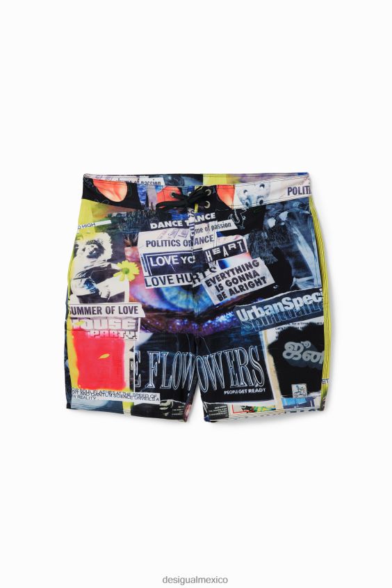 Desigual hombres pantalones cortos de baño de periódico VZ26R01674 ropa
