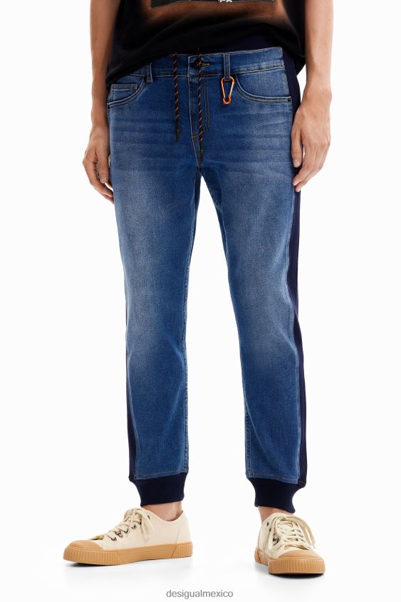 Desigual hombres pantalones joggers de mezclilla híbrida VZ26R01518 ropa