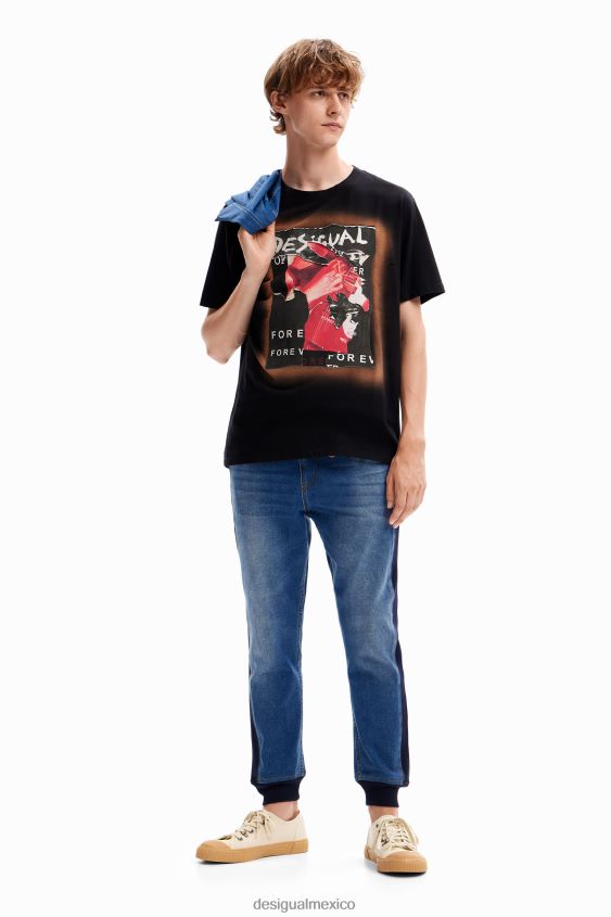 Desigual hombres pantalones joggers de mezclilla híbrida VZ26R01518 ropa