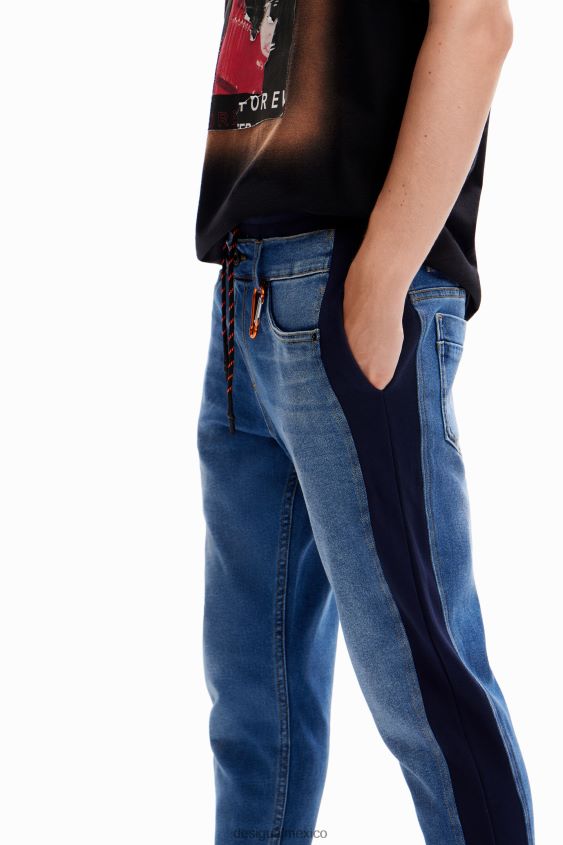 Desigual hombres pantalones joggers de mezclilla híbrida VZ26R01518 ropa
