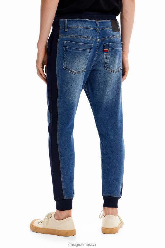 Desigual hombres pantalones joggers de mezclilla híbrida VZ26R01518 ropa