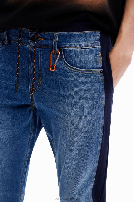 Desigual hombres pantalones joggers de mezclilla híbrida VZ26R01518 ropa