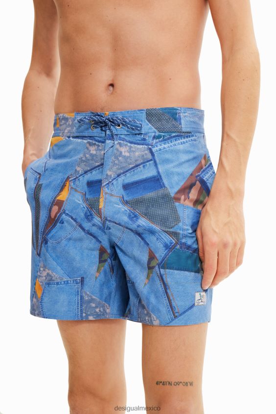 Desigual hombres shorts de baño con patchwork VZ26R01583 ropa