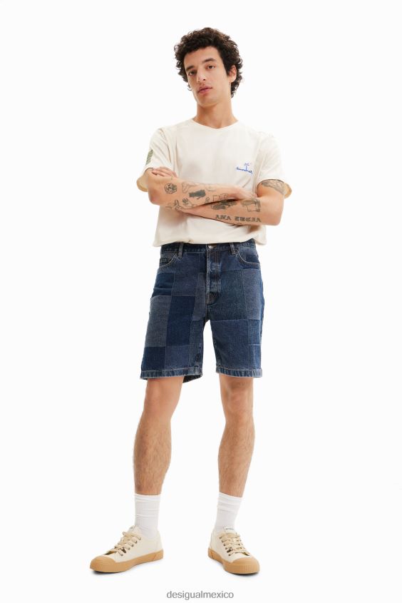 Desigual hombres shorts de mezclilla con patchwork en jacquard VZ26R01524 ropa