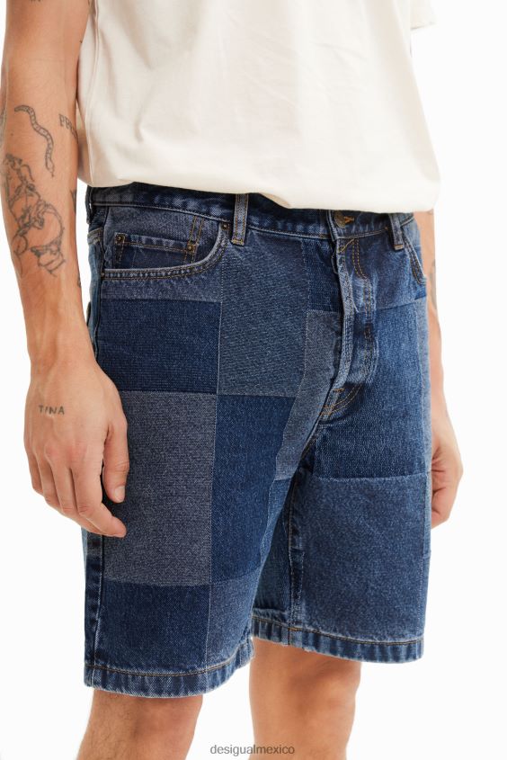 Desigual hombres shorts de mezclilla con patchwork en jacquard VZ26R01524 ropa