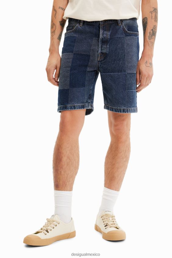 Desigual hombres shorts de mezclilla con patchwork en jacquard VZ26R01524 ropa