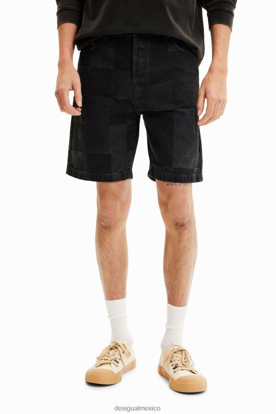 Desigual hombres shorts de mezclilla con patchwork en jacquard VZ26R01680 ropa