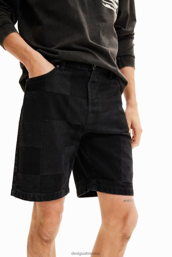 Desigual hombres shorts de mezclilla con patchwork en jacquard VZ26R01680 ropa