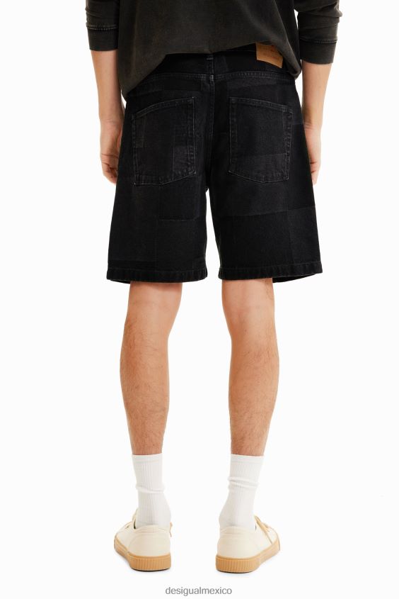 Desigual hombres shorts de mezclilla con patchwork en jacquard VZ26R01680 ropa