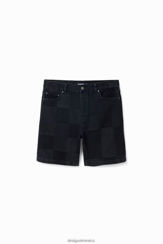 Desigual hombres shorts de mezclilla con patchwork en jacquard VZ26R01680 ropa