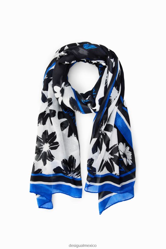 Desigual mujer fular artístico rectangular con flores VZ26R0423 accesorio