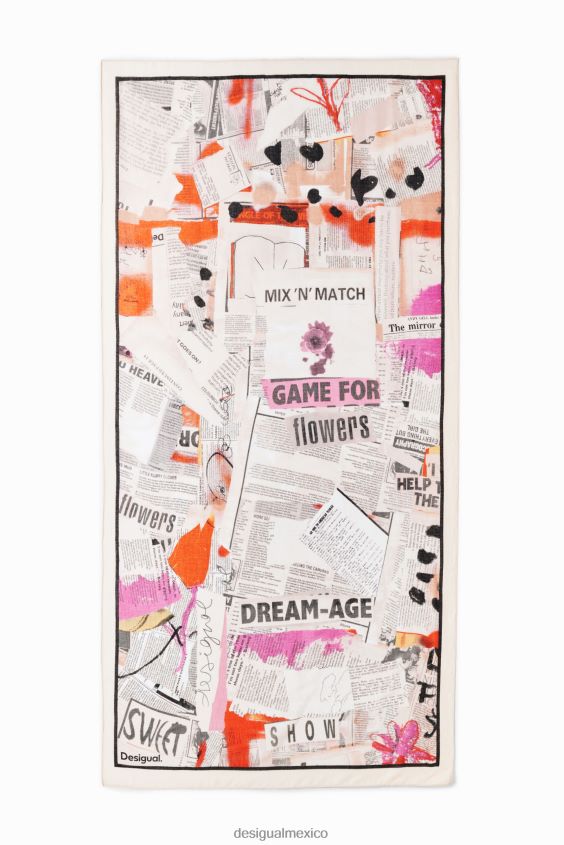 Desigual mujer fular de periódico rectangular VZ26R01412 accesorio