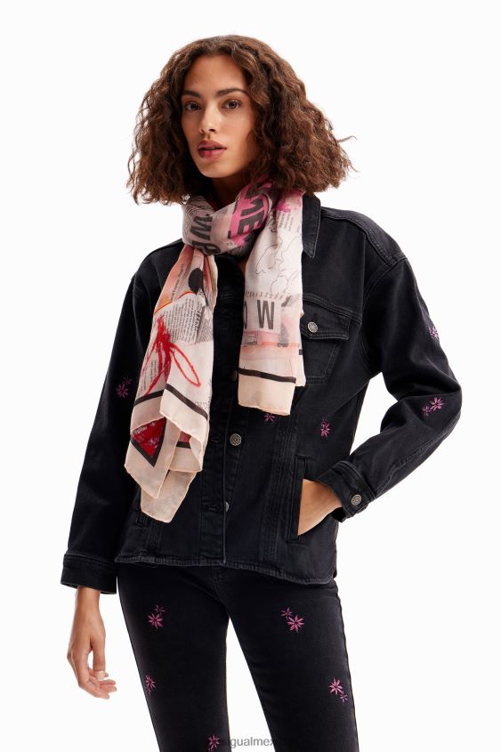 Desigual mujer fular de periódico rectangular VZ26R01412 accesorio