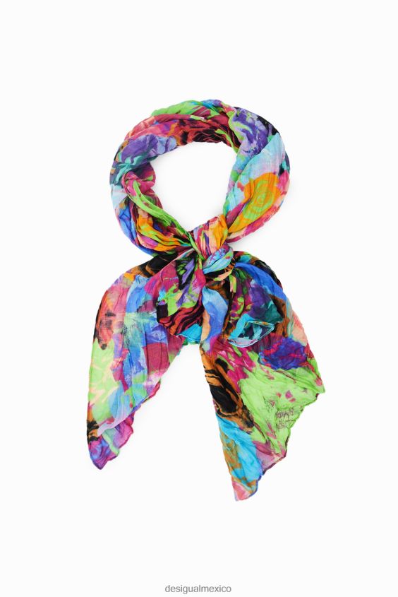 Desigual mujer fular rectangular con estampado floral arrugado VZ26R0562 accesorio