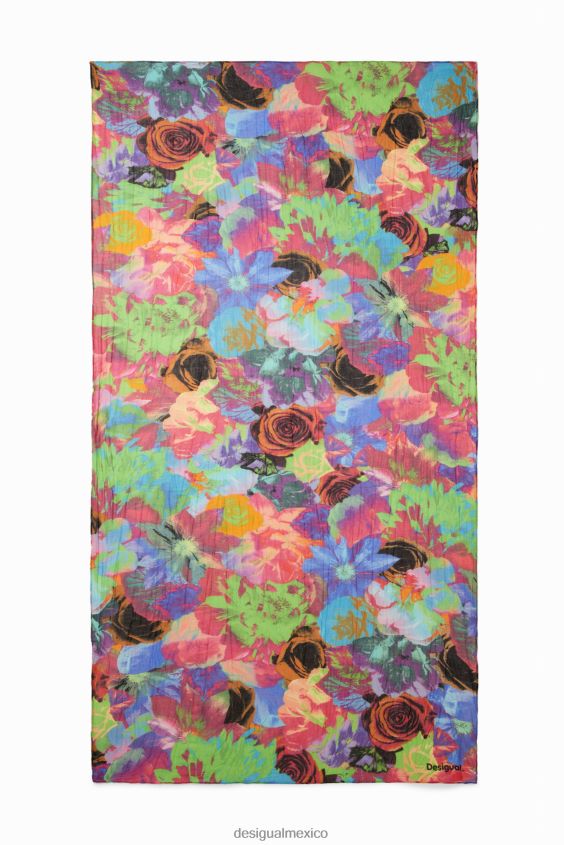 Desigual mujer fular rectangular con estampado floral arrugado VZ26R0562 accesorio
