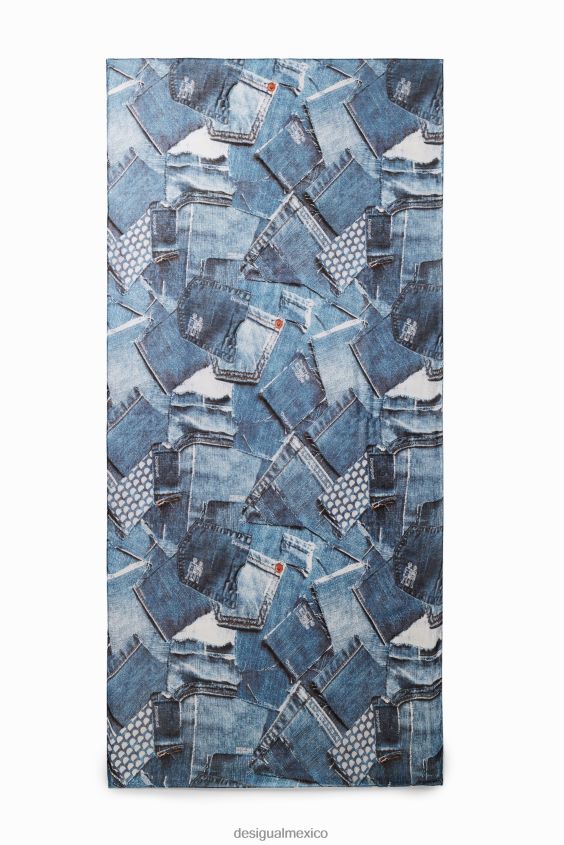 Desigual mujer fular rectangular con patchwork de mezclilla VZ26R0230 accesorio
