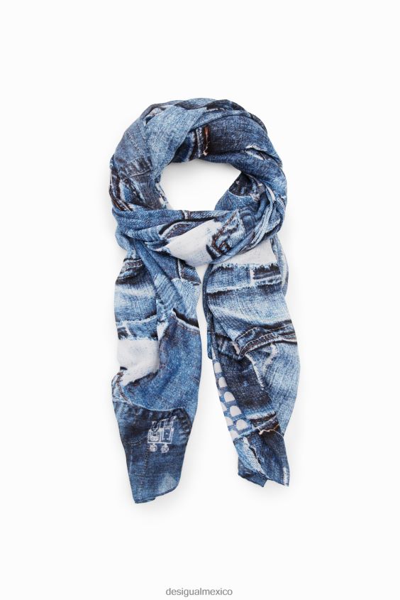 Desigual mujer fular rectangular con patchwork de mezclilla VZ26R0230 accesorio